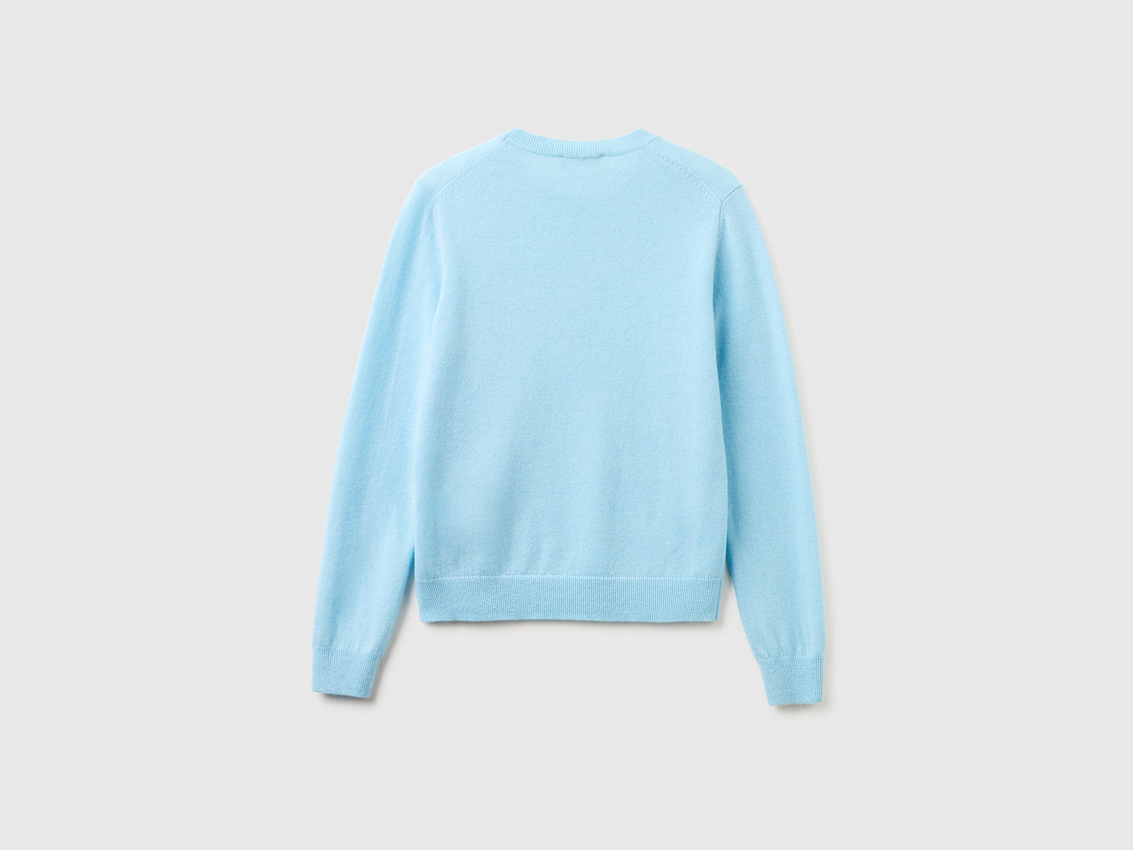 Sky blue crew neck sweater in pure Merino wool - ucb_image_BS