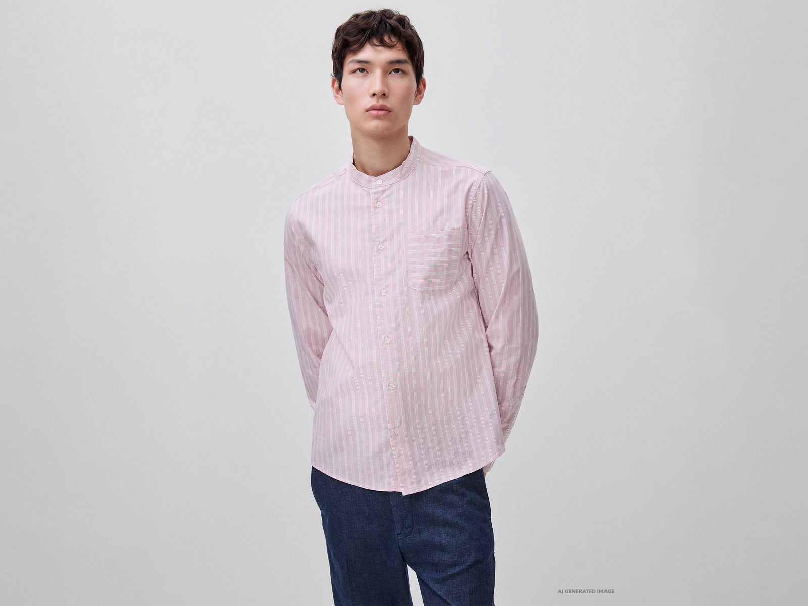 Camisa às riscas gola coreana - ucb_image_F