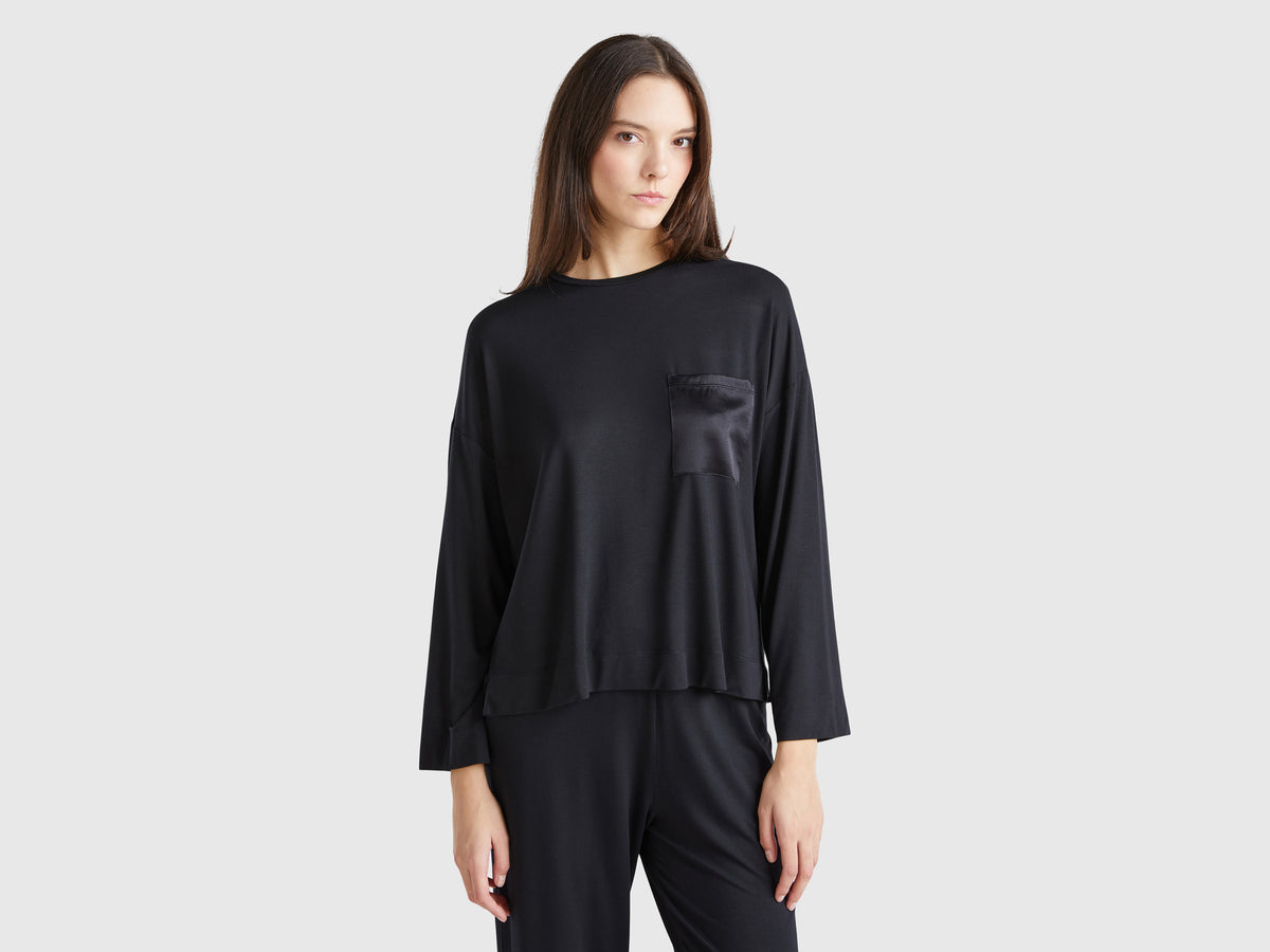 T-shirt com bolso pequeno em seda - ucb_image_F