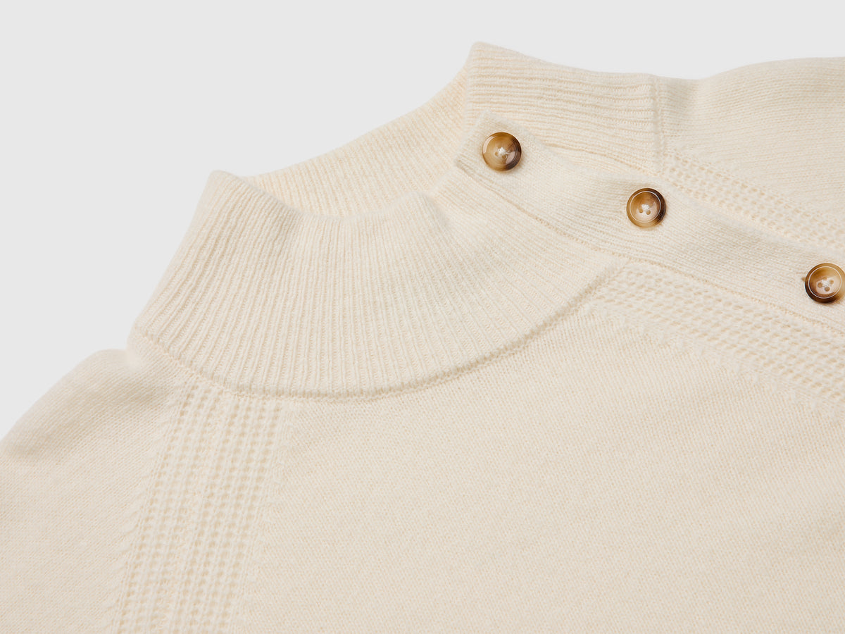 Camisola de gola alta com botões 100% lã - ucb_image_DS1