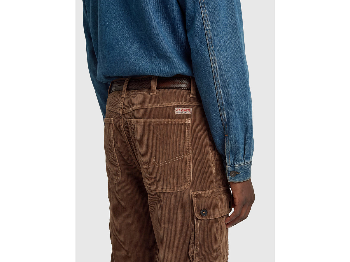 Calças cargo de veludo canelado efeito usado - ucb_image_B