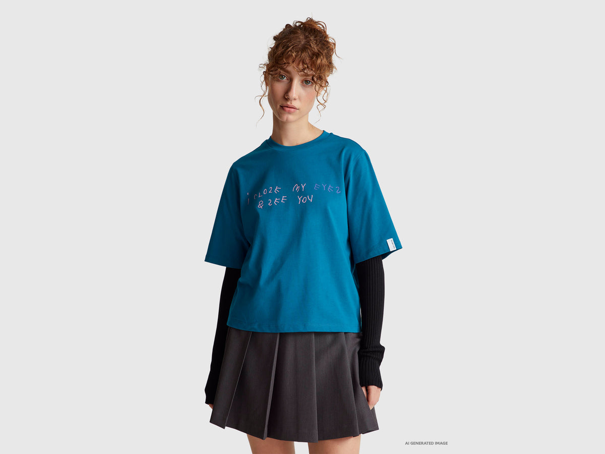 T-shirt ottanio con stampa Coco Capitán - ucb_image_F