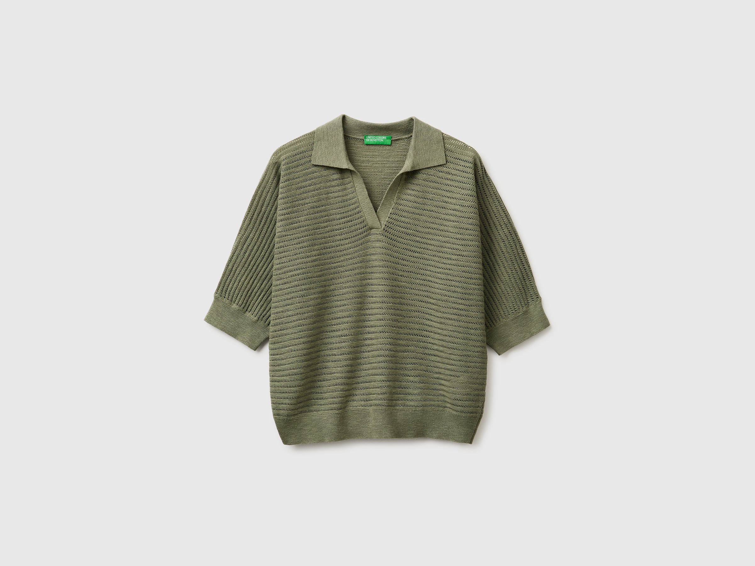 Perforated polo shirt in linen blend - ucb_image_FS