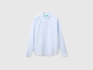 Striped shirt with mandarin collar