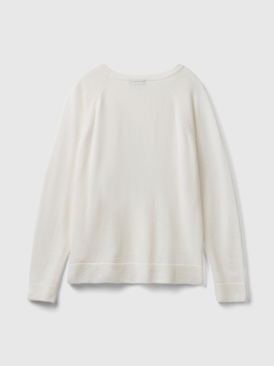 Camisola de gola redonda nata em mistura de lã e caxemira - ucb_image_BS