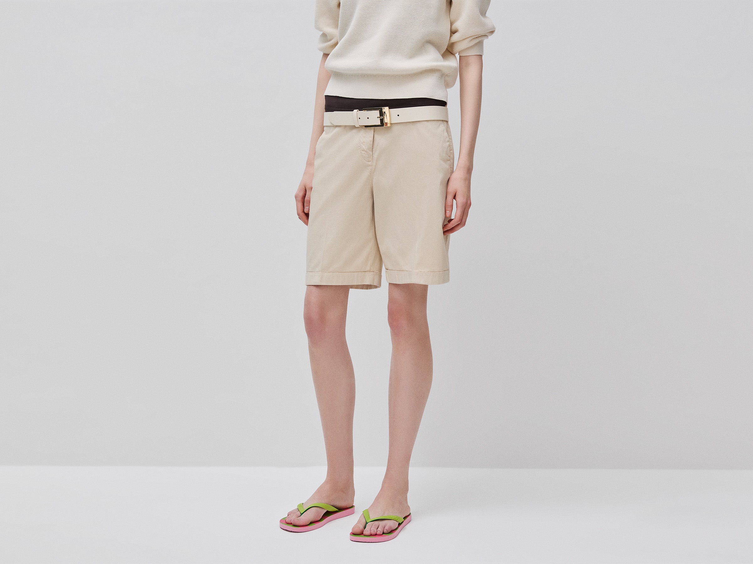 Bermudas com dobra em algodão stretch - ucb_image_F