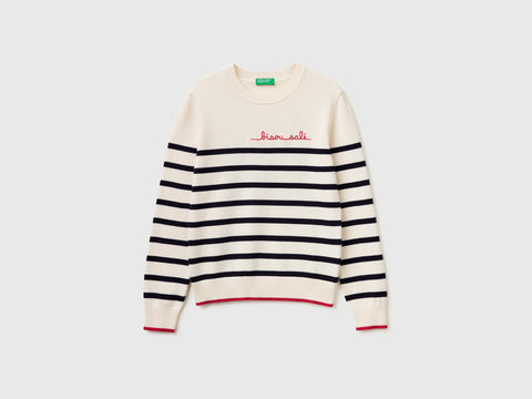 Striped sweater with embroidered writing - ucb_image_FS