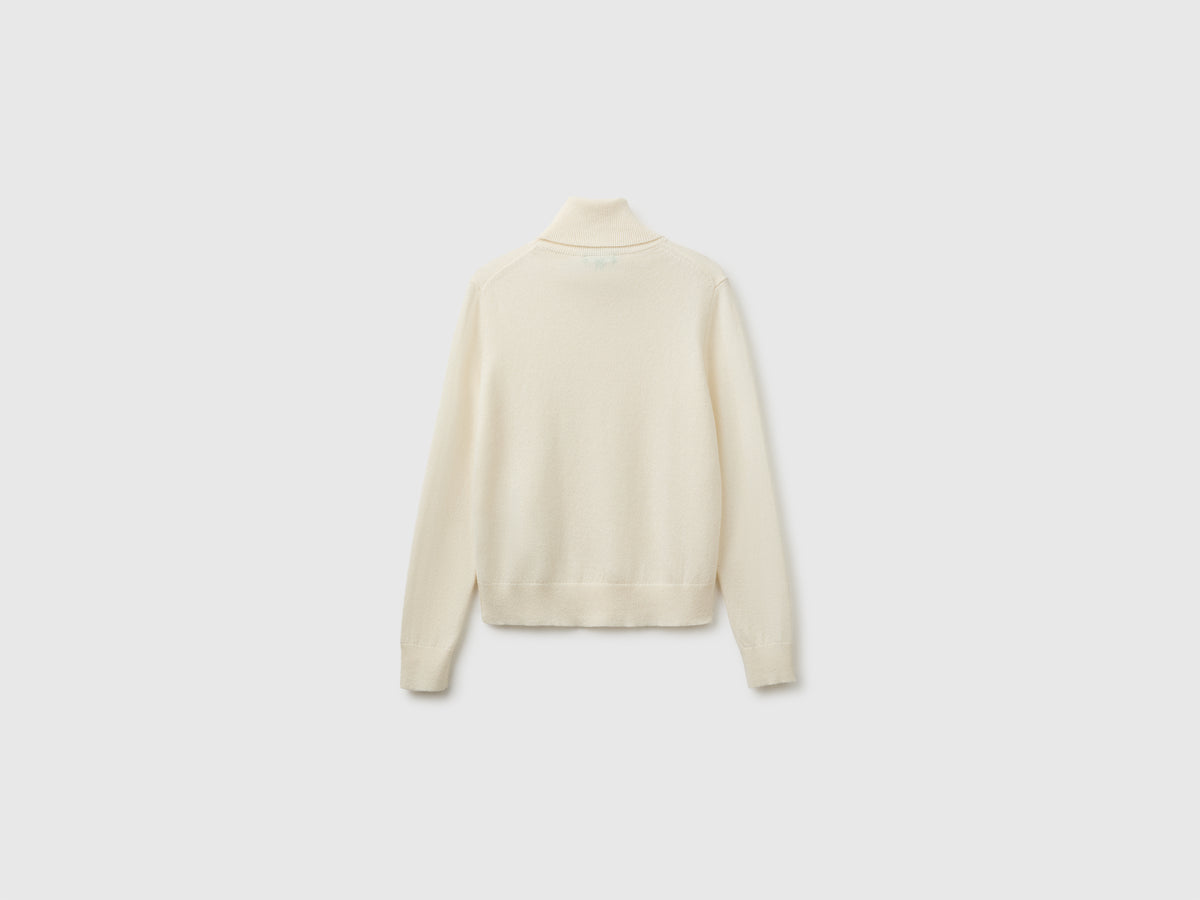 Camisola de gola alta branco nata em pura caxemira - ucb_image_BS