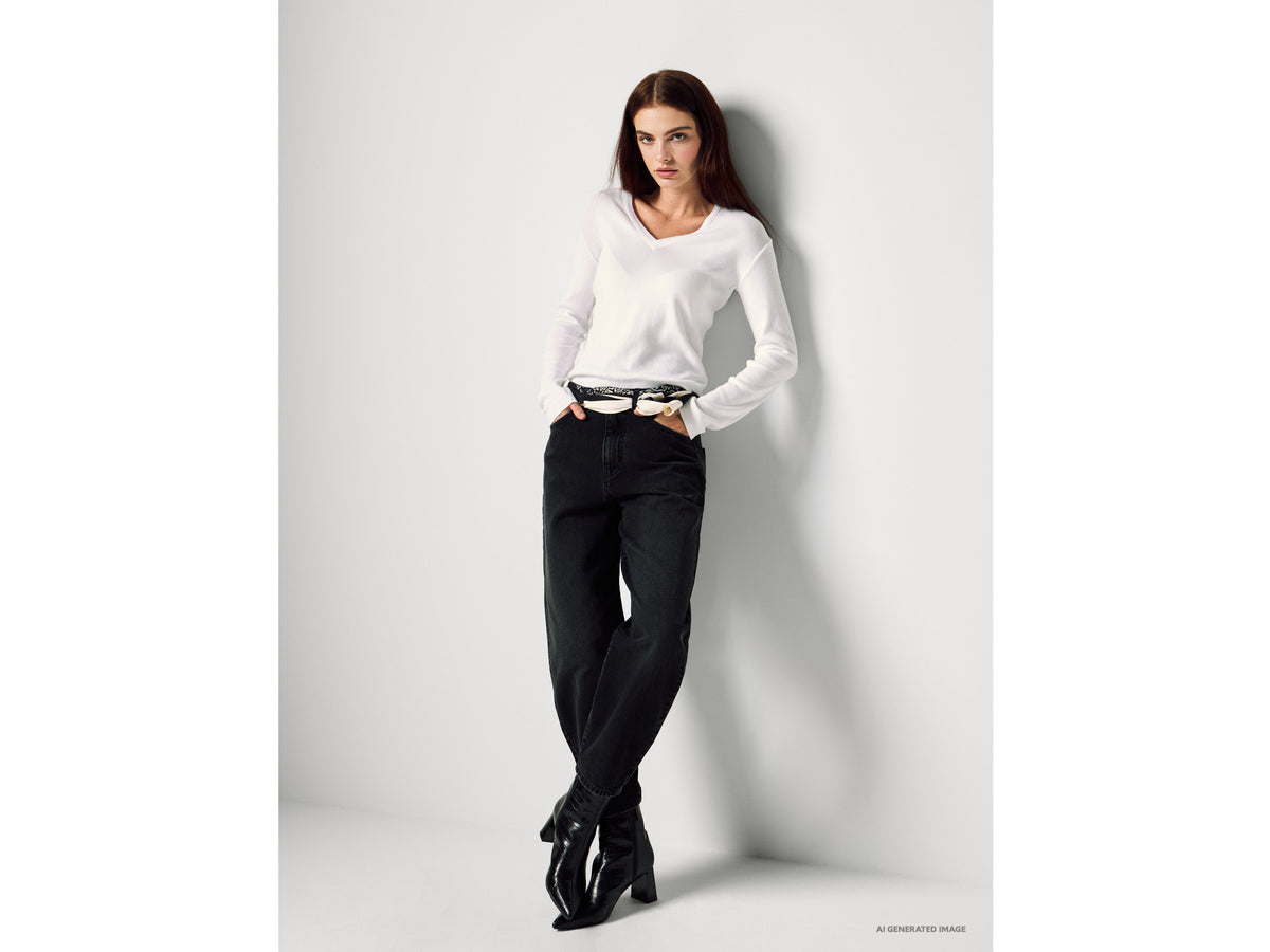 Camisola com decote em V em algodão puro - ucb_image_F