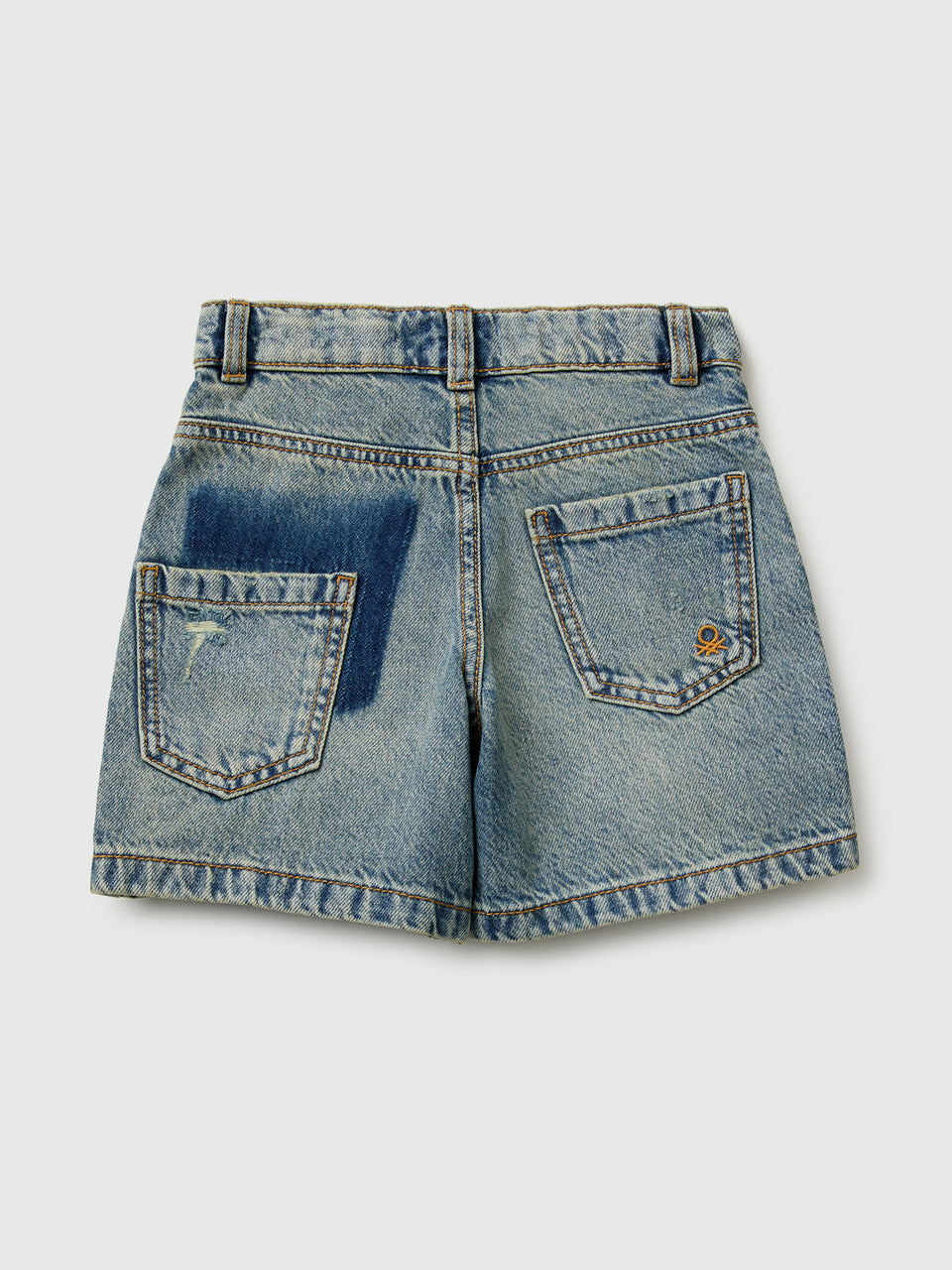 Used-effect denim Bermuda shorts - ucb_image_BS