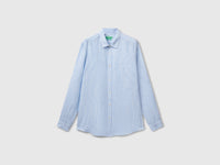 Camisa azul-claro às riscas em linho puro - ucb_image_FS