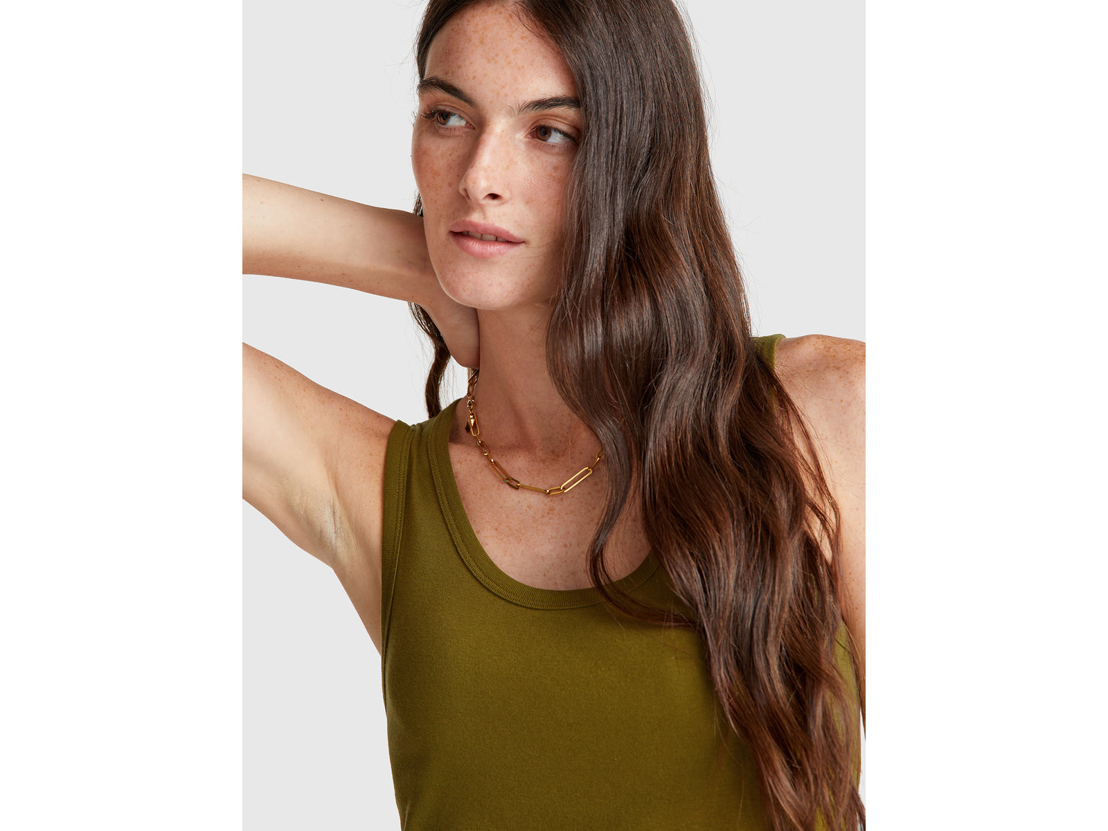 Green tank top in pure cotton