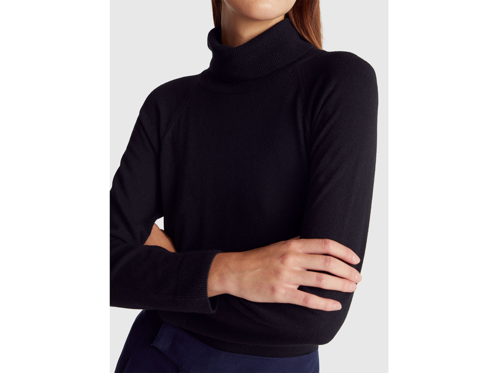 Black turtleneck sweater in cashmere and wool blend