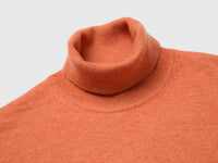 Camisola de gola alta alaranjada em pura lã Merino - ucb_image_DS1