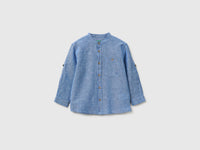Linen blend mandarin collar shirt - ucb_image_FS
