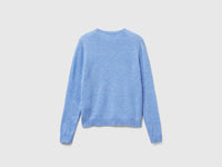 Camisola de gola redonda azul-claro em lã Merino - ucb_image_BS