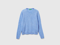 Camisola de gola redonda azul-claro em lã Merino - ucb_image_FS