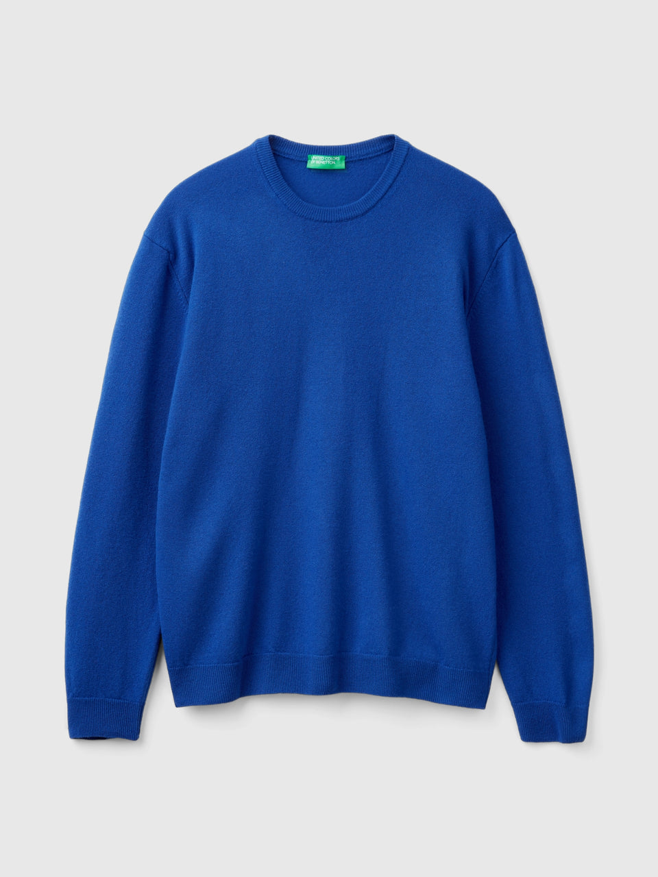 Cardigã de gola redonda azul bluette em pura lã Merino - ucb_image_FS