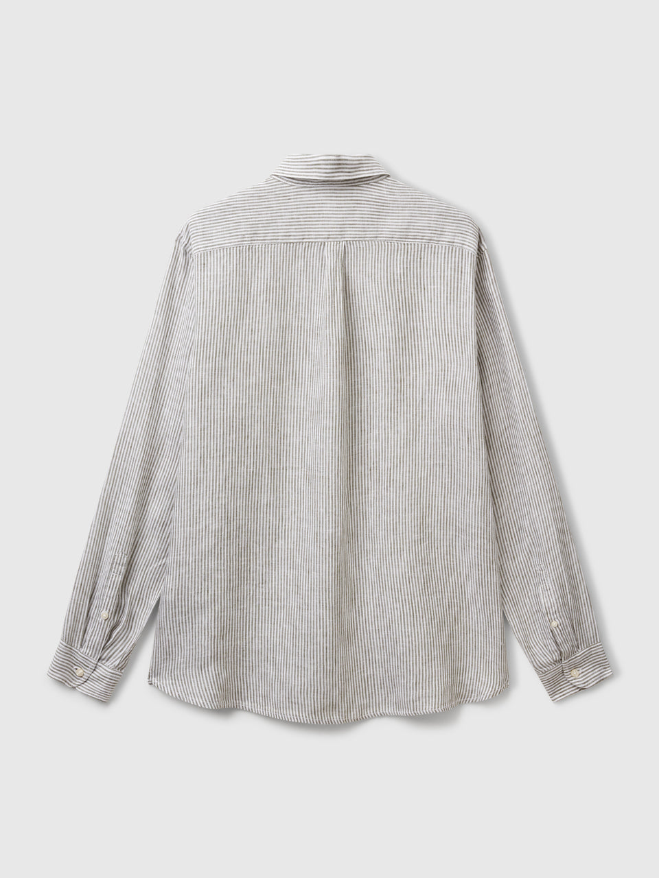 Green and white striped shirt in pure linen - ucb_image_BS