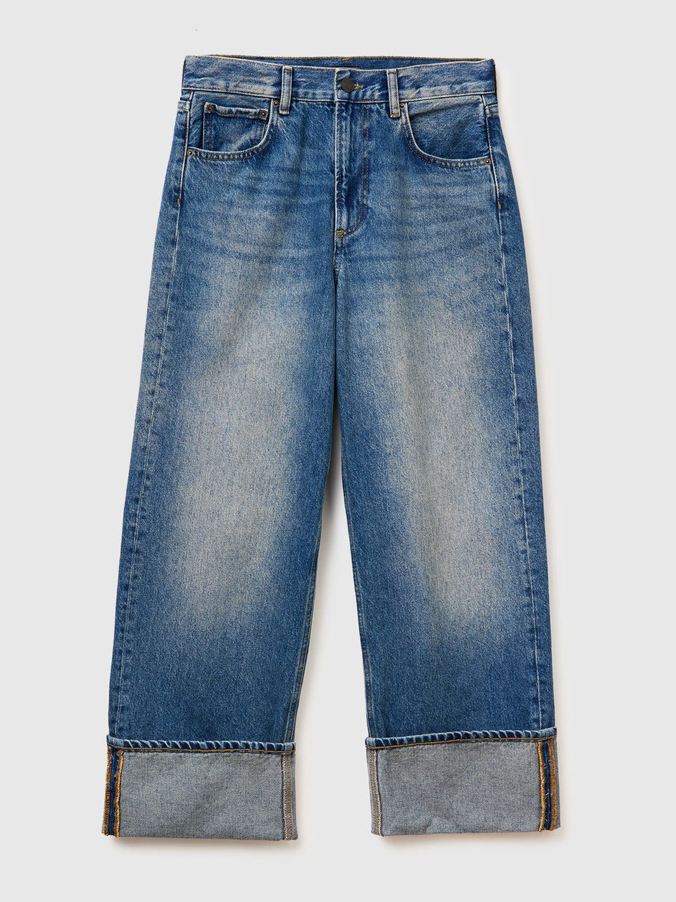 Jeans cropped com dobra lavage vintage - ucb_image_FS