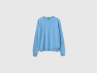 Camisola de gola redonda azul-claro em pura lã Merino - ucb_image_FS