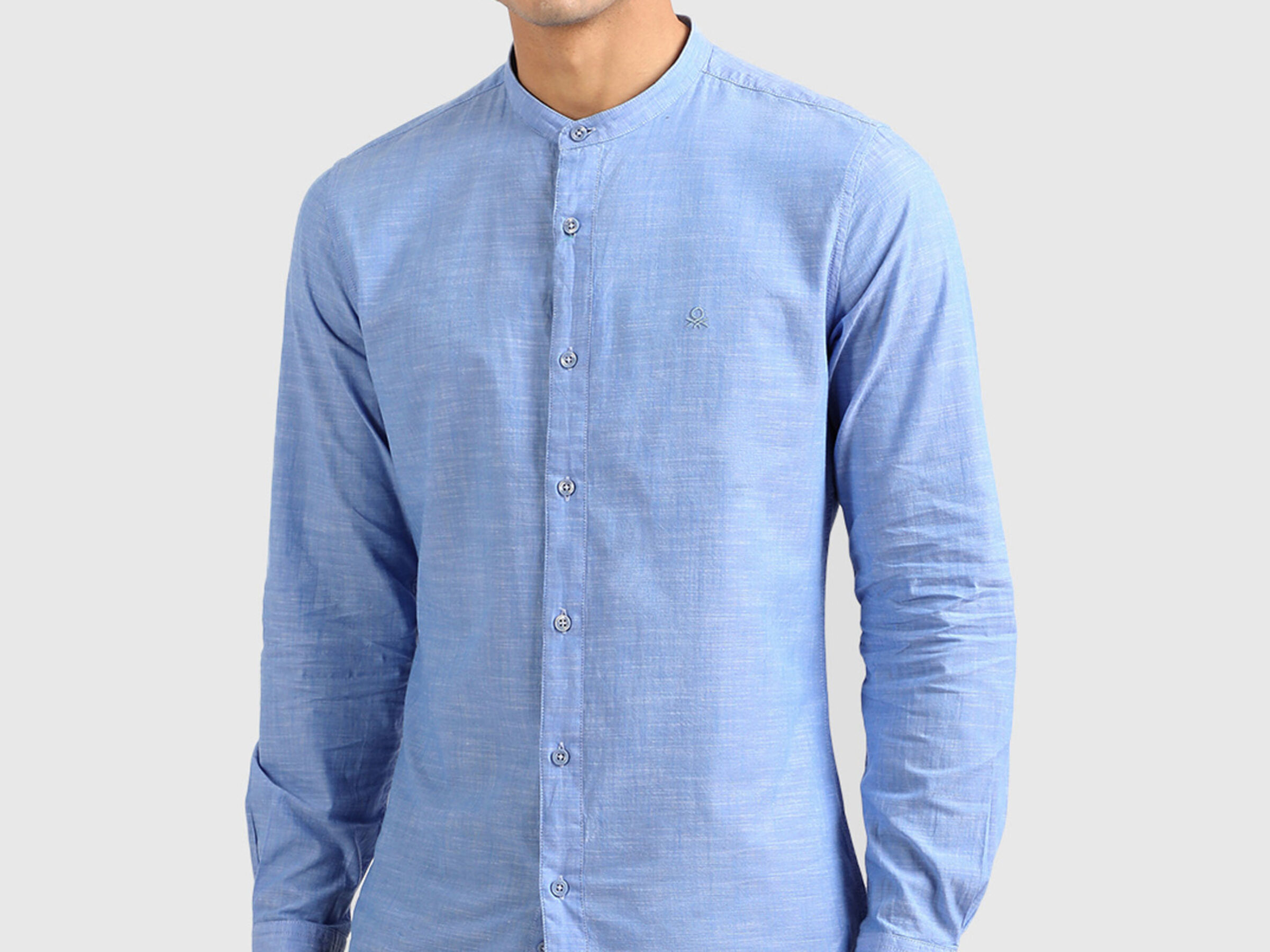 Slub Mandarin Collar Shirt image number 0
