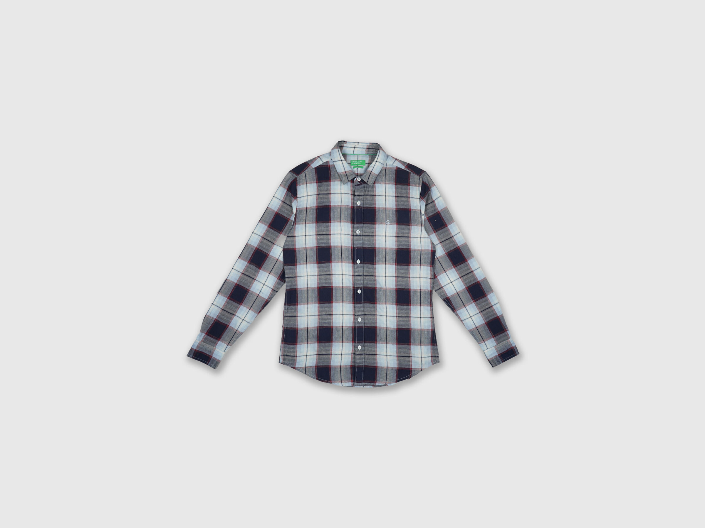 Full Sleeve Dobby Texture Indigo Check  Shirt image number 4