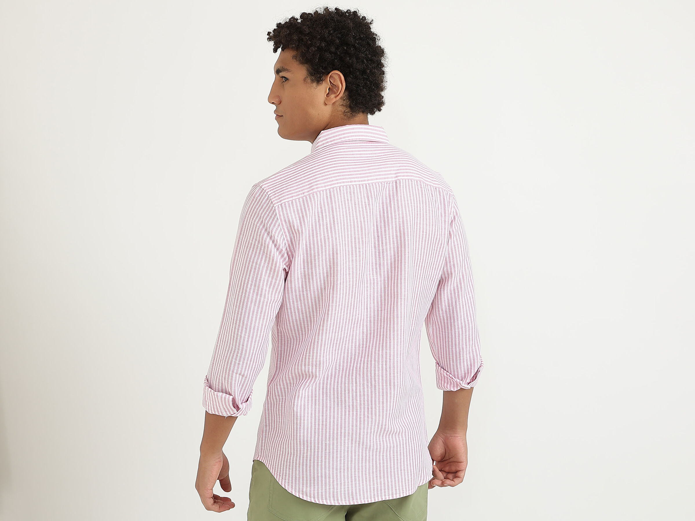 F/S COTTON LINEN STRIPE SHIRT image number 2