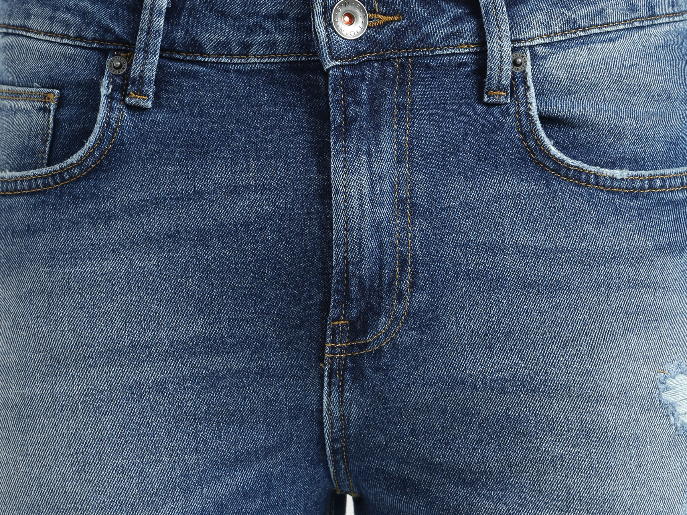 Mid Rise Low Crotch Fit Mid Blue Jeans-Solid image number 4
