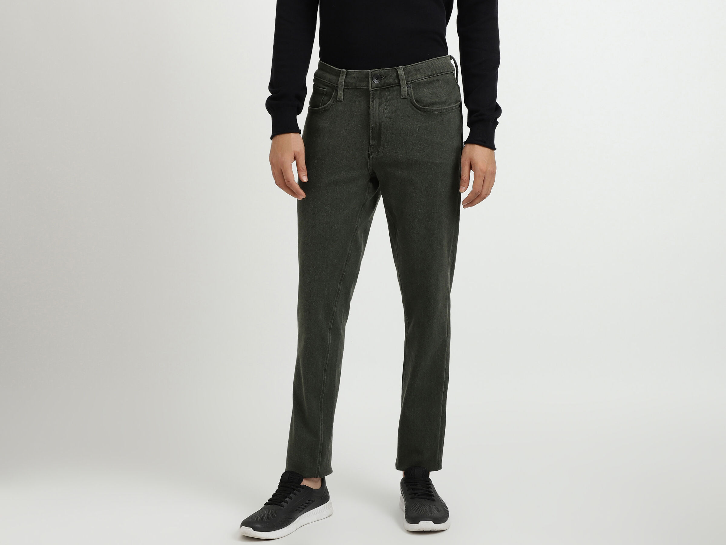 Skinny Fit Dk Olive Lounge Knit Jeans image number 0