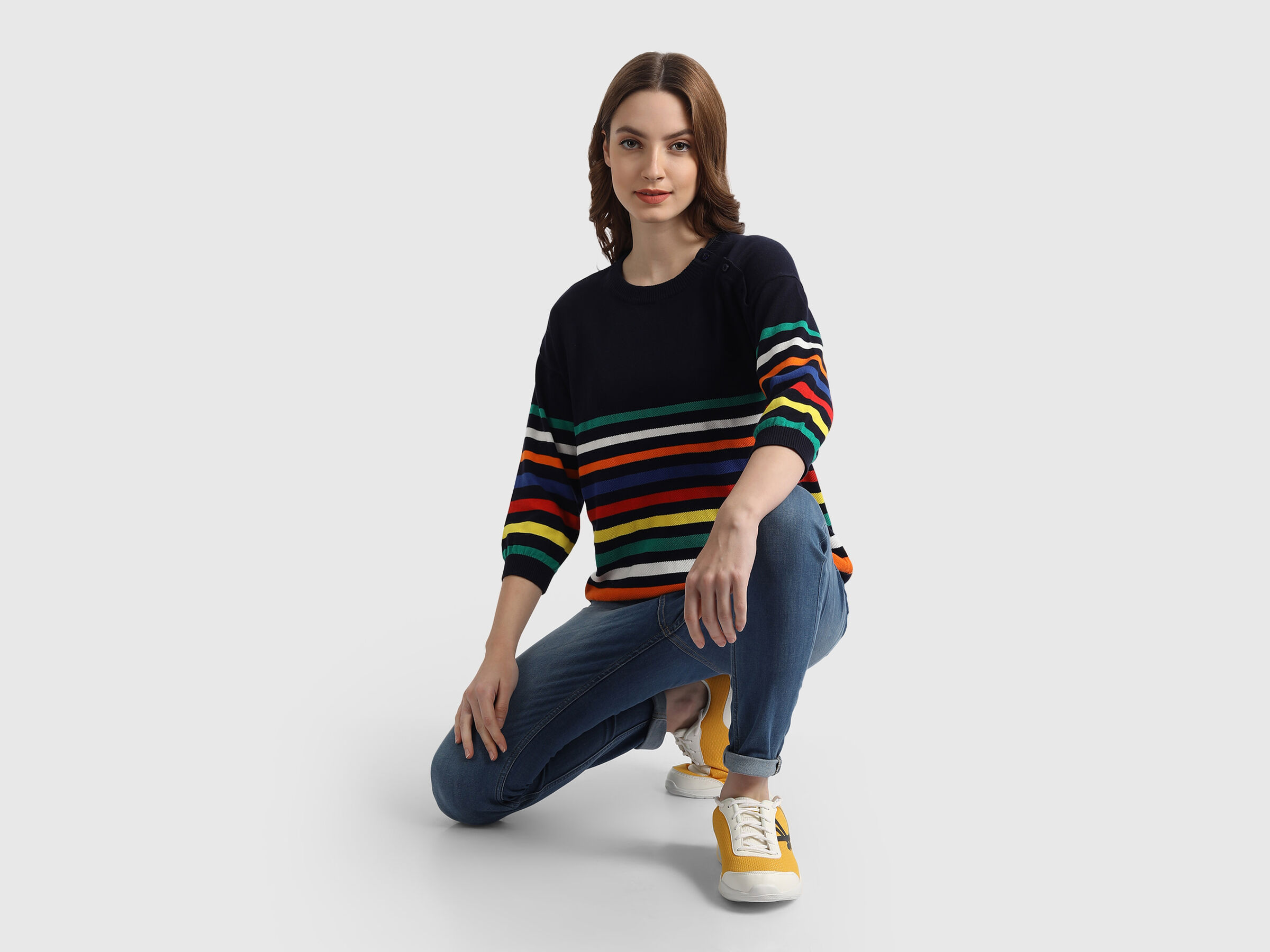 Colourful Pique Stripe Tricot Sweater image number 3