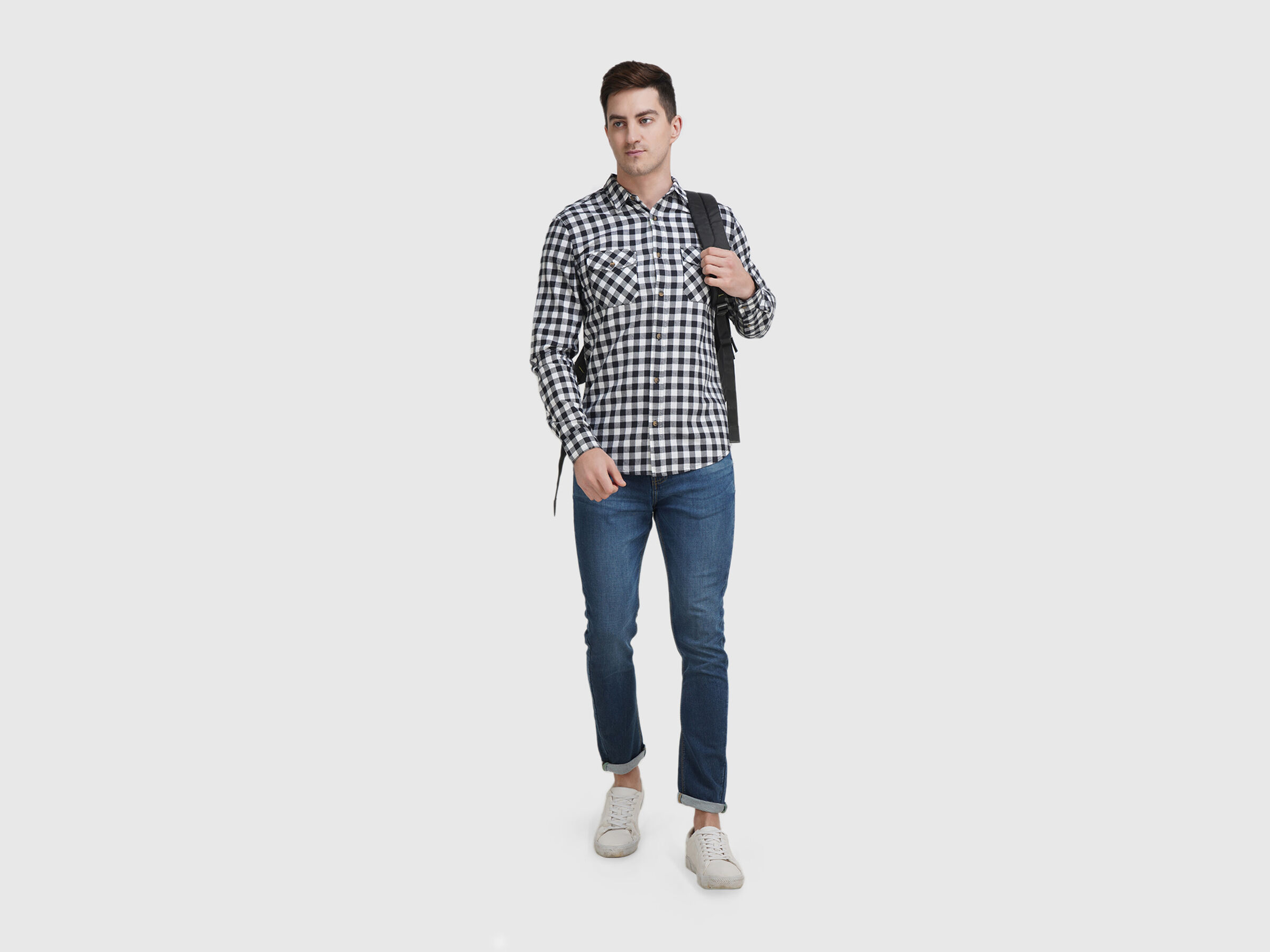 Fill Sleeve Utility Gingham Flannel Shirt image number 3