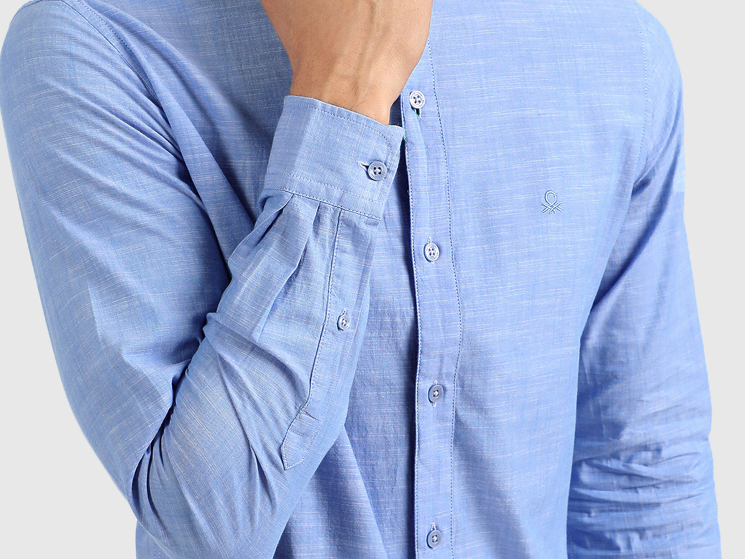 Slub Mandarin Collar Shirt image number 3