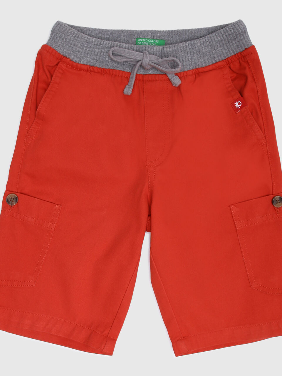Shorts With Rib And Patch Pocket Red Shorts-Solid image number 1