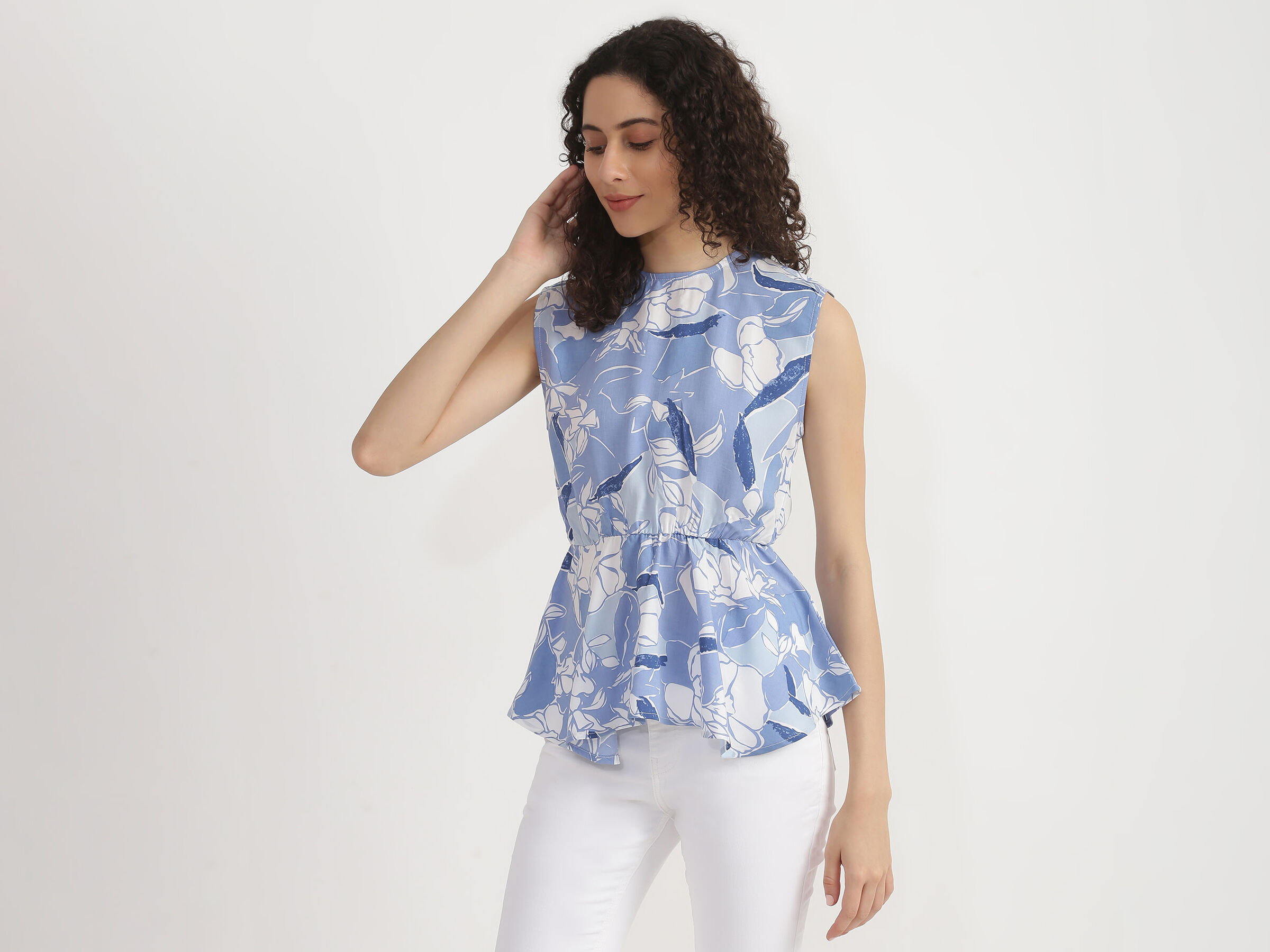 Long Sleeve High Low Peplum Top image number 1