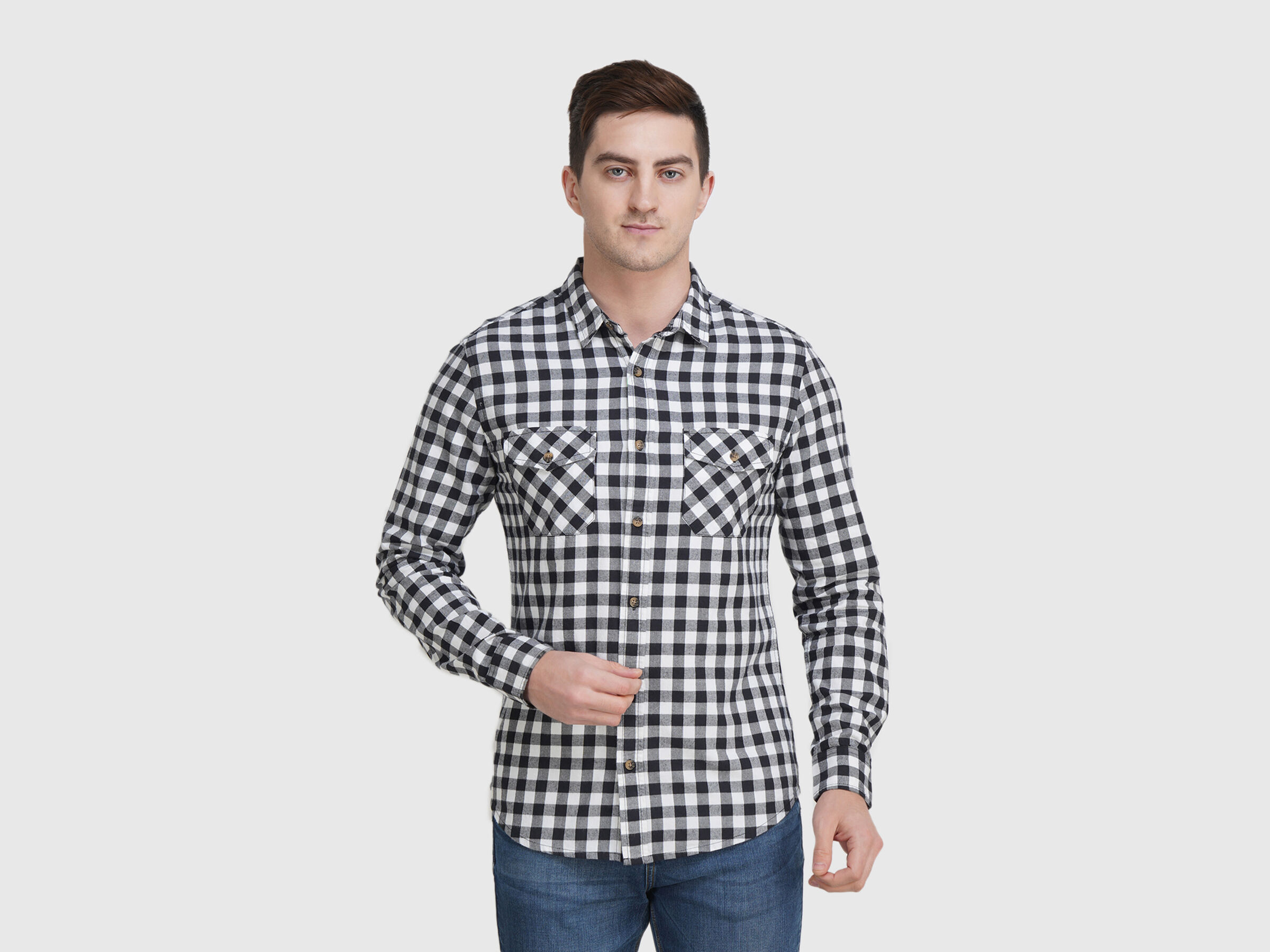 Fill Sleeve Utility Gingham Flannel Shirt image number 0