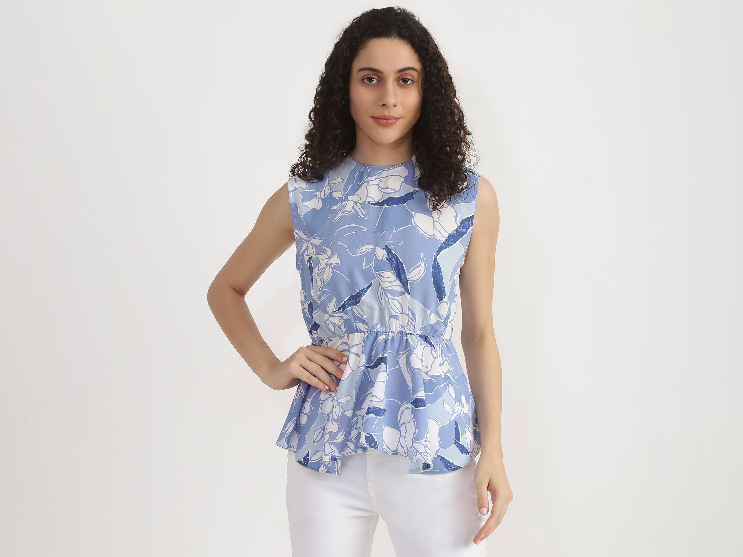 Long Sleeve High Low Peplum Top image number 0