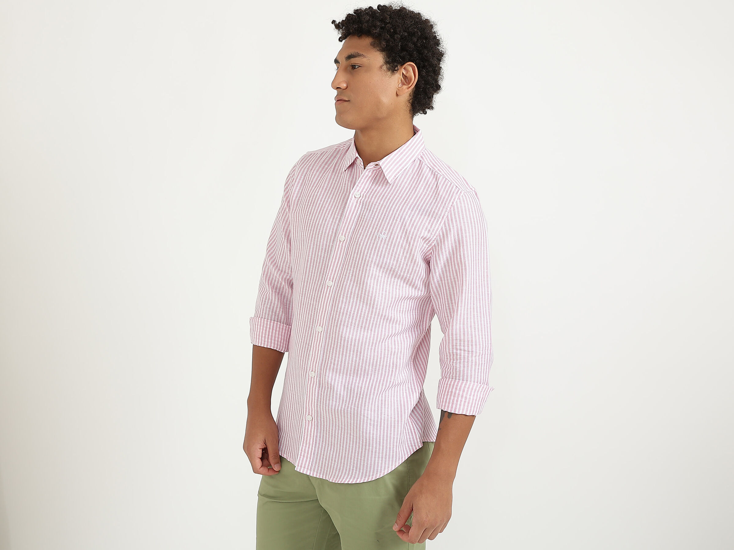 F/S COTTON LINEN STRIPE SHIRT image number 1