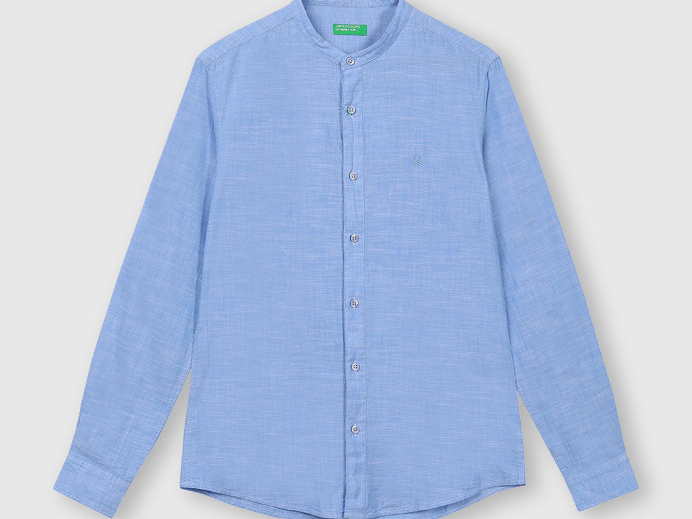 Slub Mandarin Collar Shirt image number 4