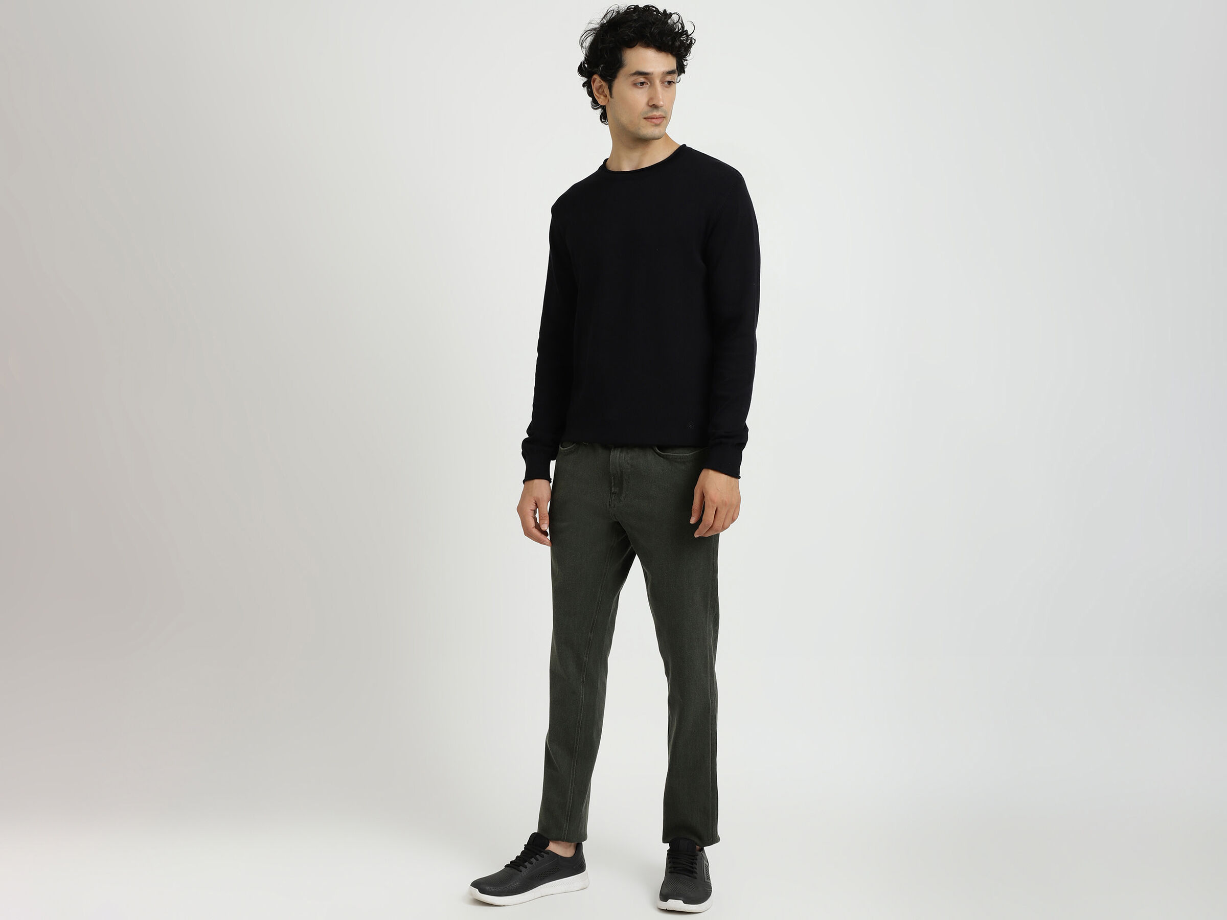 Skinny Fit Dk Olive Lounge Knit Jeans image number 3