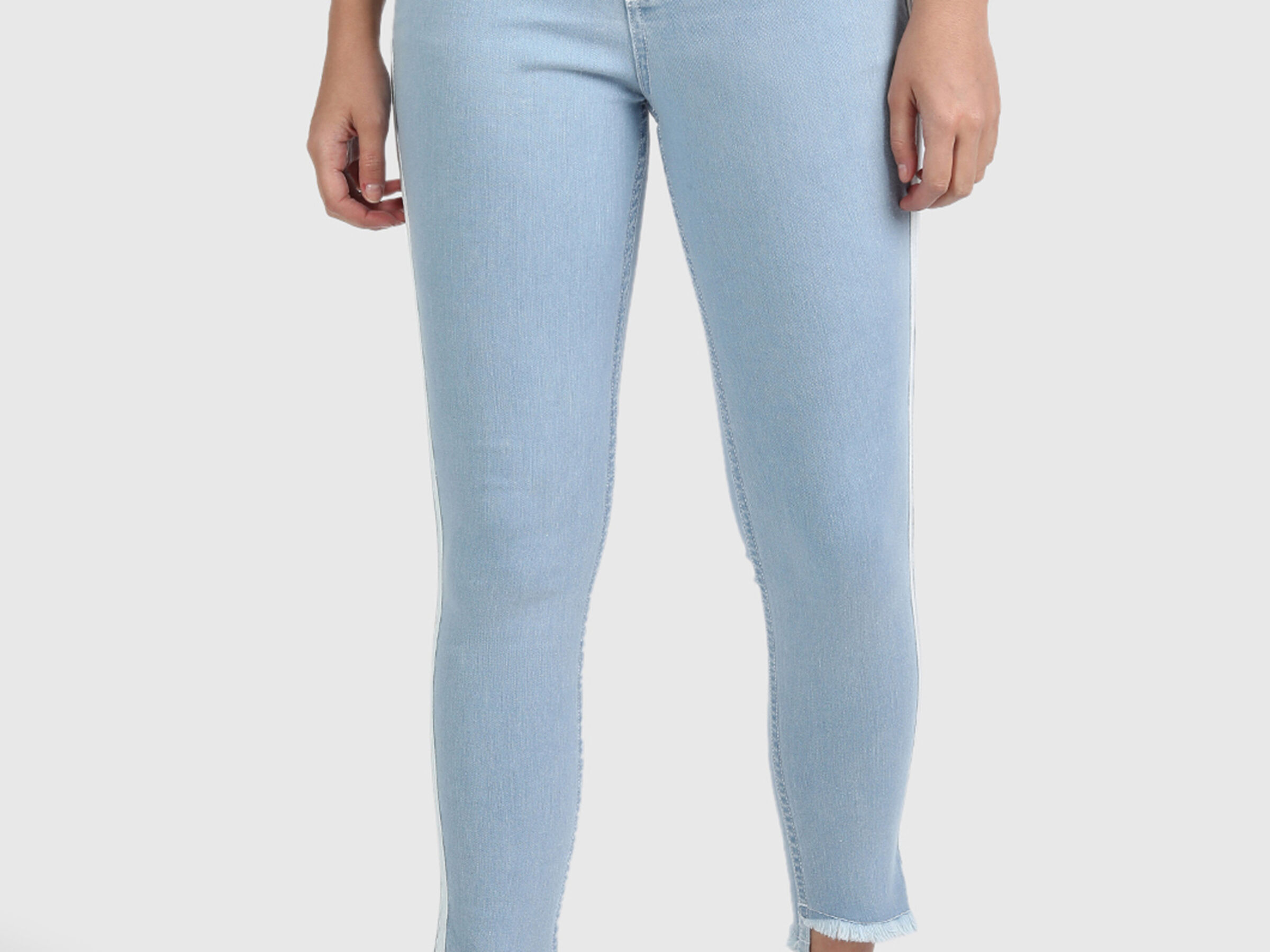 Cotton Skinny Fit Denim with White Taping on Sides image number 0