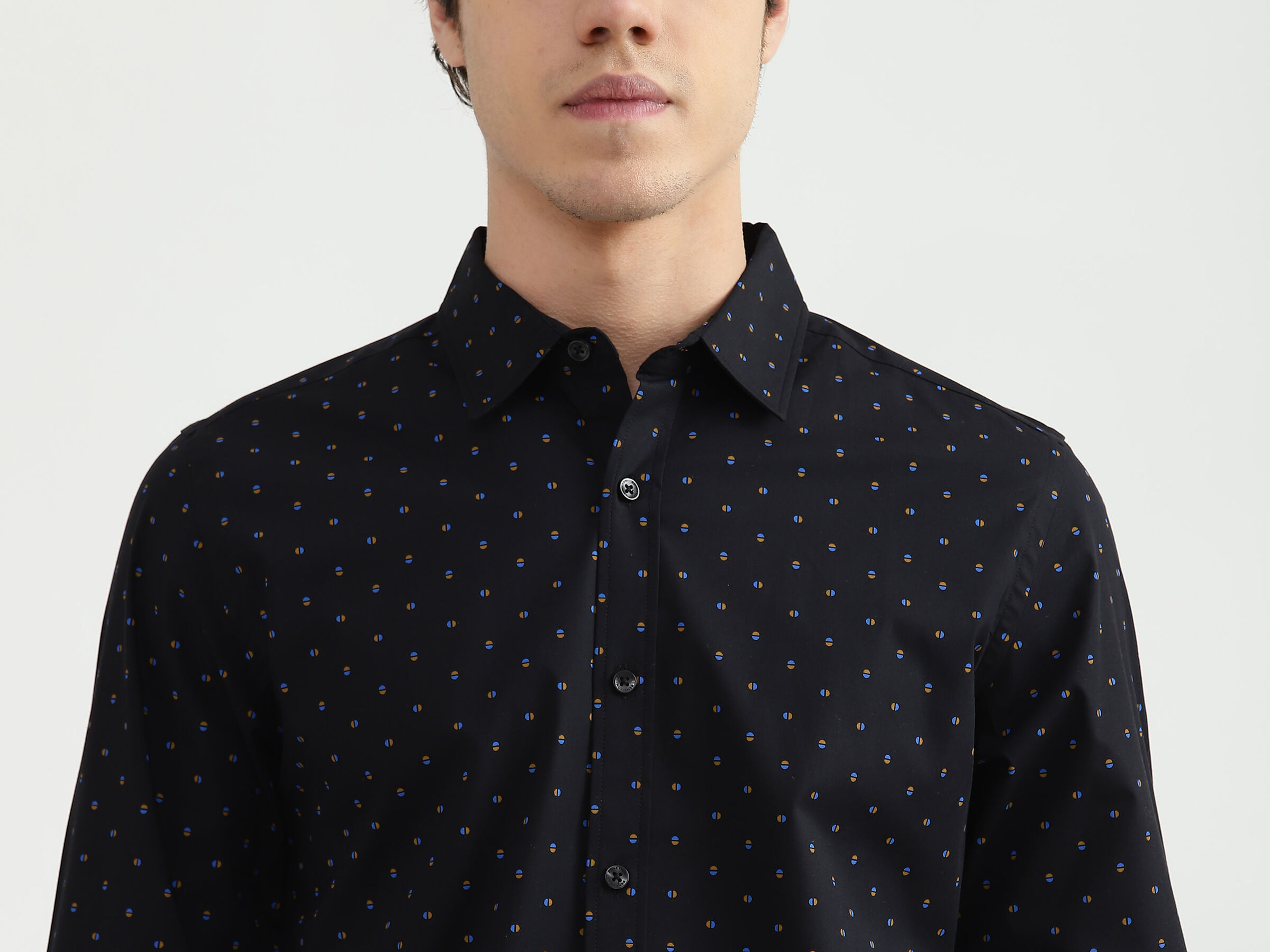Full Sleeves Stretch Poplin  Half Circle Print Sh image number 4