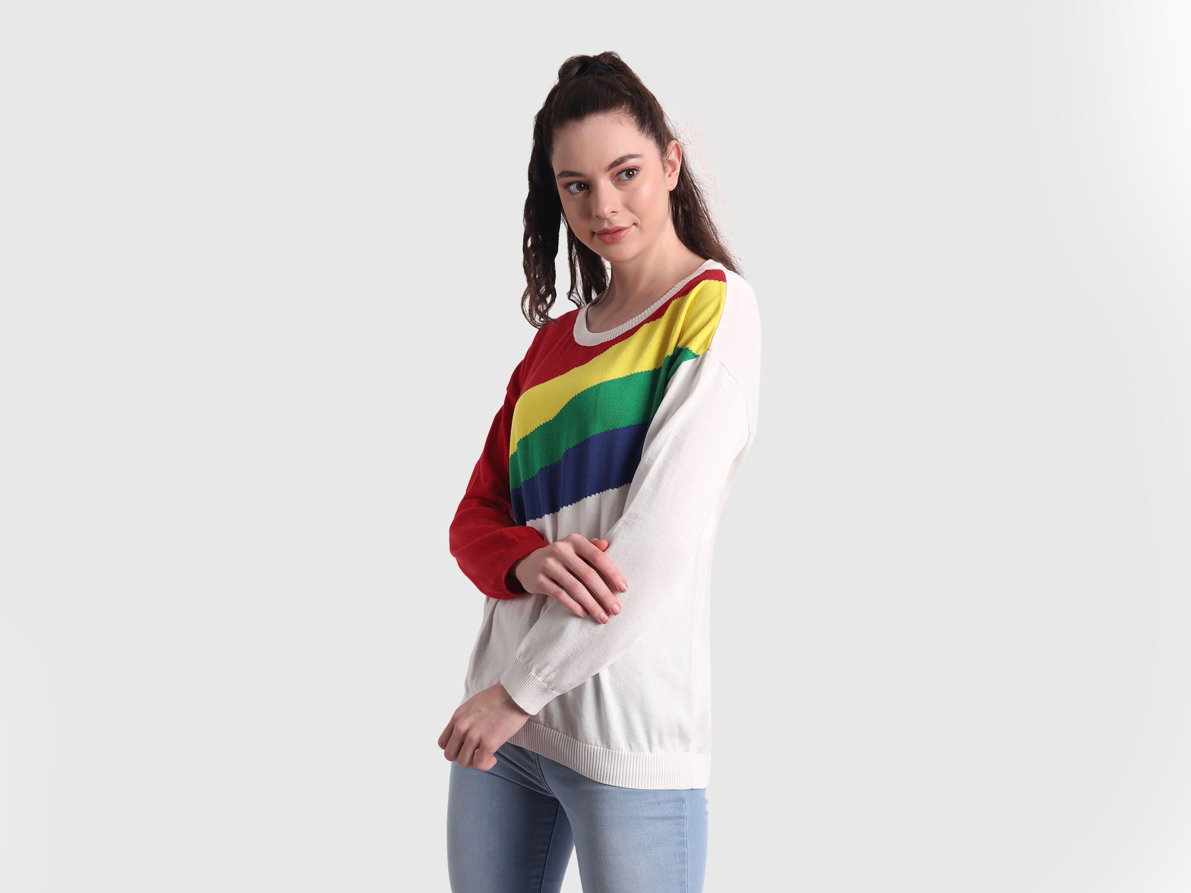 3/4th sleeved top with zipper at back image number 1