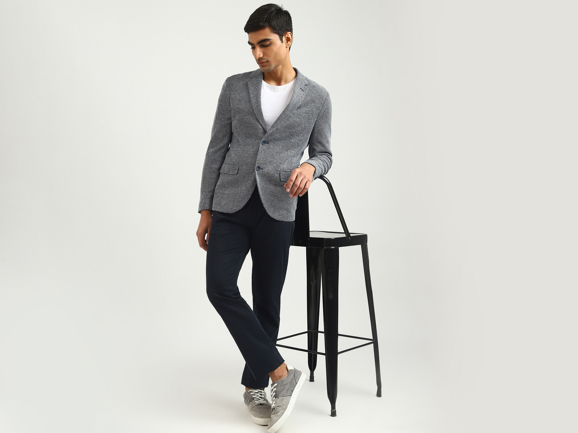 GRAIN TEXTURE KNIT BLAZER image number 4