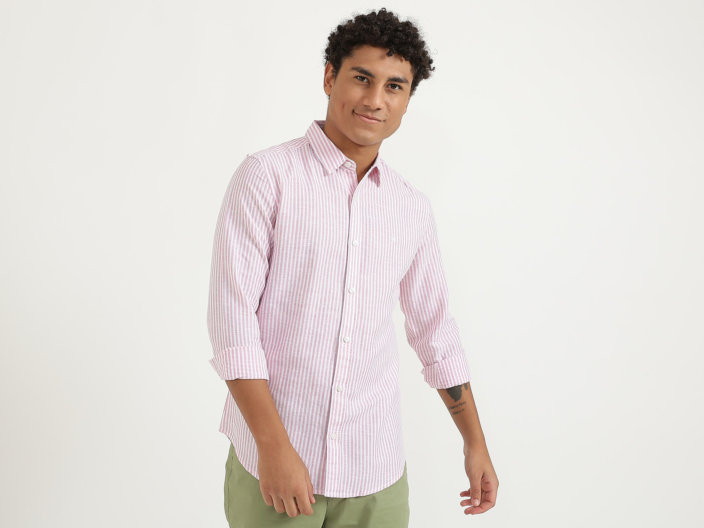F/S COTTON LINEN STRIPE SHIRT image number 0