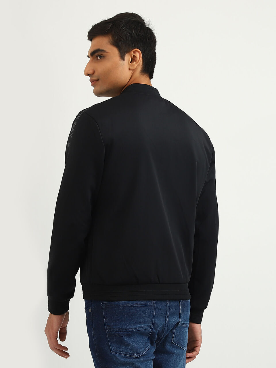 SLEEVE PRINT NEOPRENE KNIT JACKET image number null