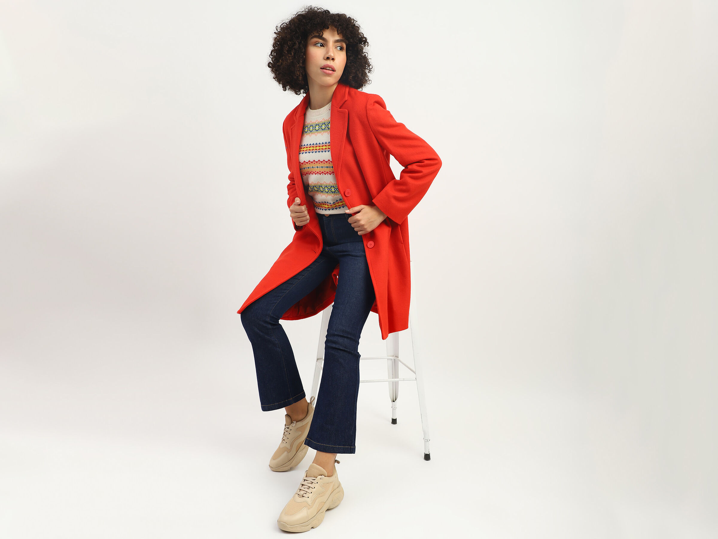 L/S LAPEL COLLAR KNEE LENGTH COAT image number 4
