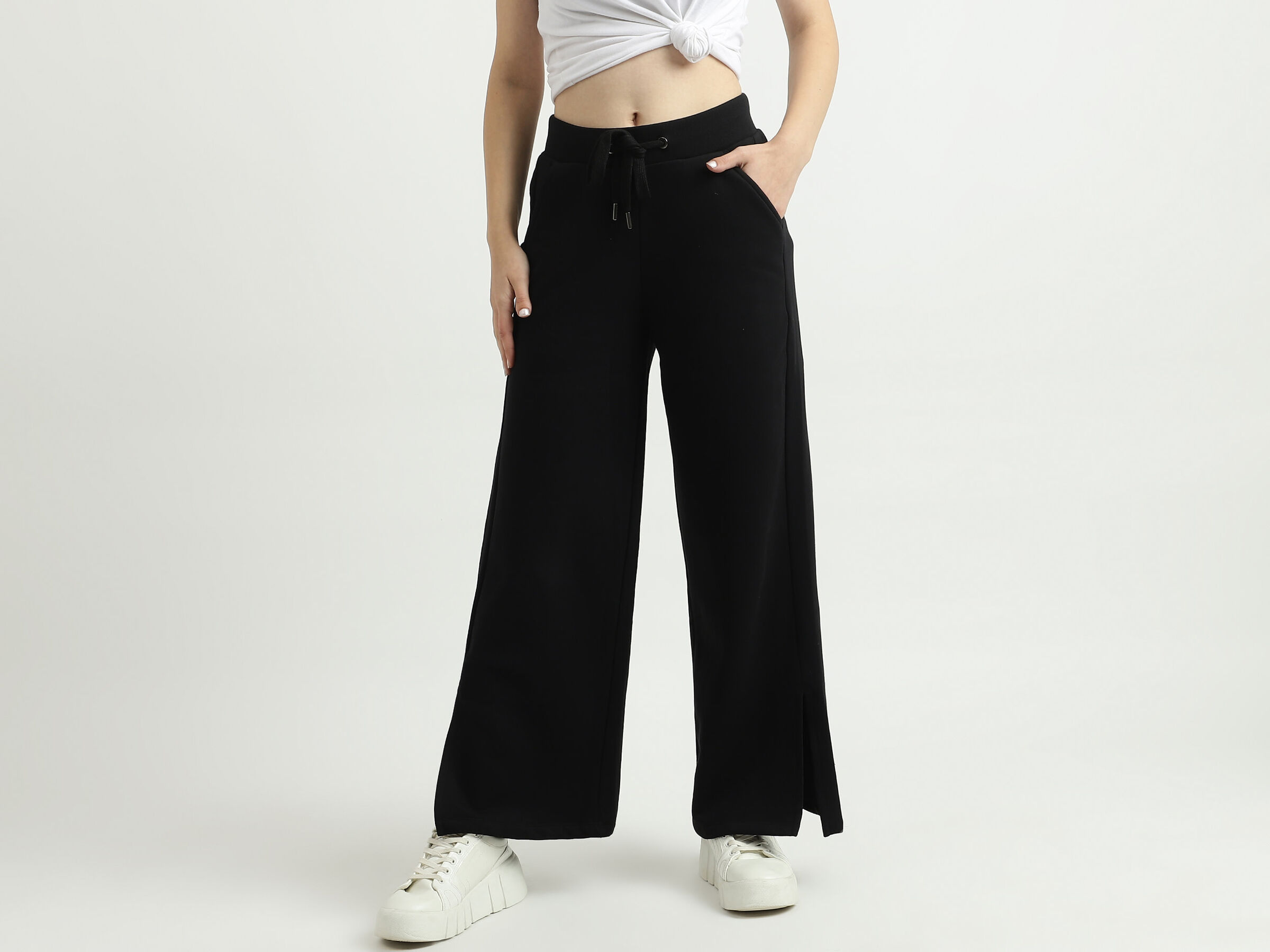 WIDE LEG JOGGER WITH SIDE SLIT image number 0