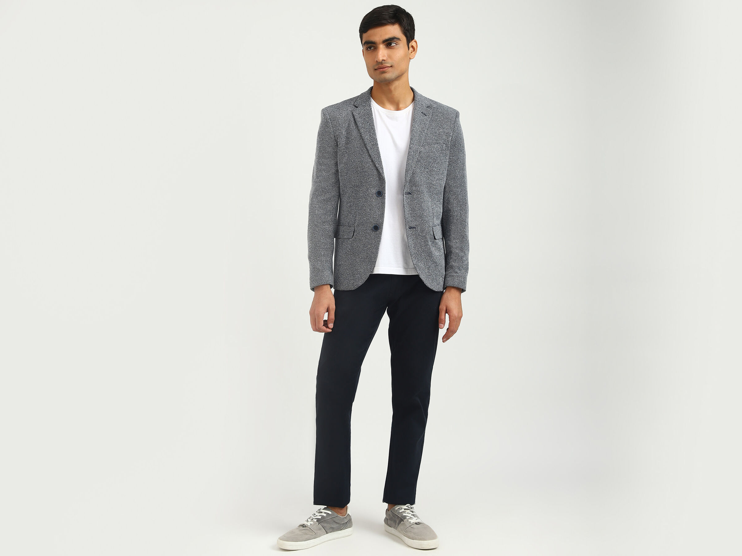 GRAIN TEXTURE KNIT BLAZER image number 3