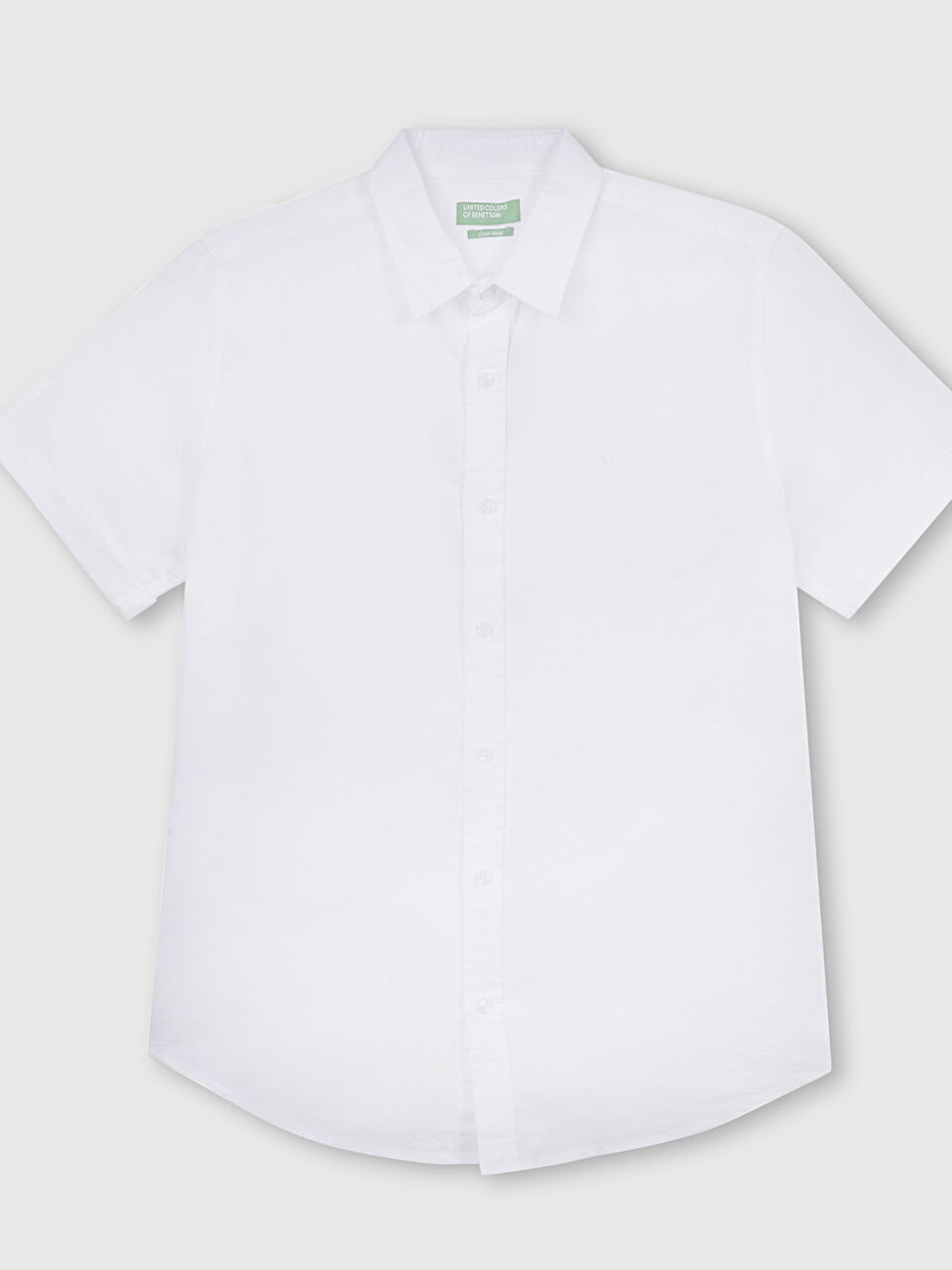 Linen Shirt with Regular Collar and Short Sleeves image number null